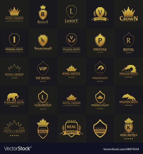 Set luxury hotel logos and emblems logo Royalty Free Vector