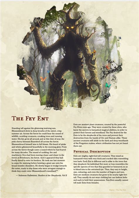 The Fey Ent - A homebrew playable race for DnD 5e - Embrace nature with ...