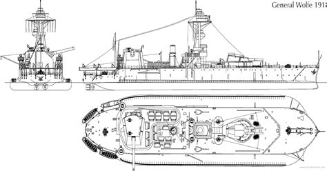 An orthographic view of the Lord Clive-class monitor, HMS General Wolfe showing off her bulges ...