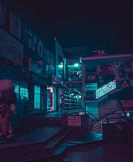 Online crop | HD wallpaper: Neon Silhouette, street, vaporwave aesthetic, night, bladerunner ...