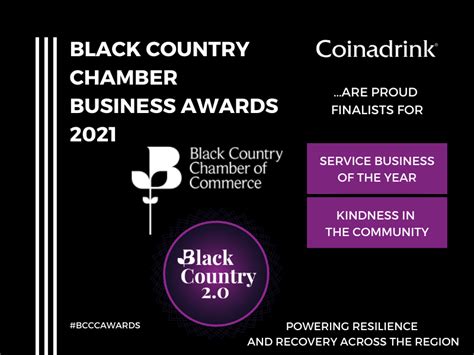 Coinadrink nominated as a finalist in TWO Black Country Chamber Business Awards!