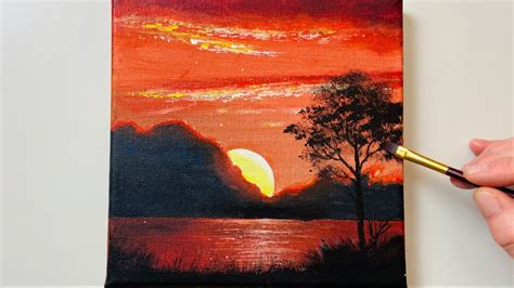 Red Sunset / Easy Acrylic Painting for Beginners / #54 - YouTube