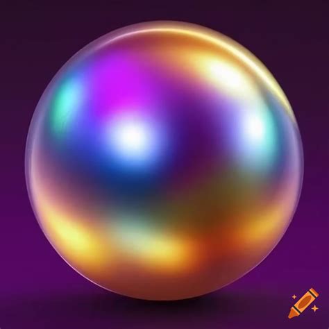 Shiny silver metal ball with colorful reflections