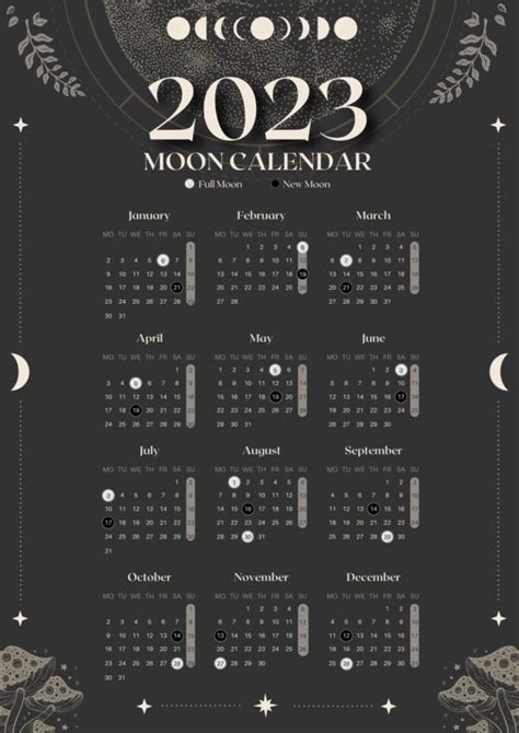 2023-2025 Moon Calendar Printable Coloring - Jere Jacenta