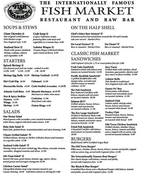 Menu at Fish Market pub & bar, Alexandria, 105 King St