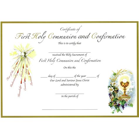 COMBINED SACRAMENTS CERTIFICATE - First Holy Communion and Confirmation ...