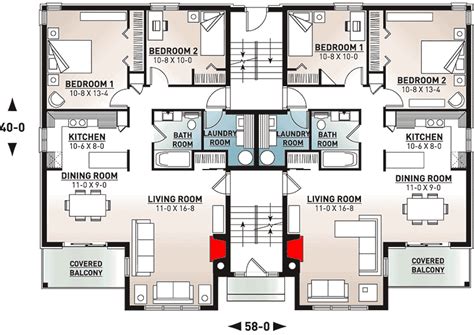 8-Unit Apartment Complex with Balconies - 21425DR | Architectural Designs - House Plans