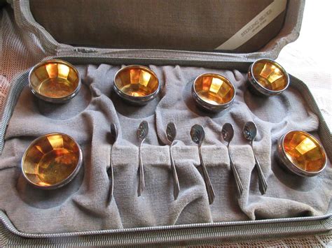 Vintage Boxed Set Sterling Open Salt Cellars & Spoons, Set of Six Salts ...