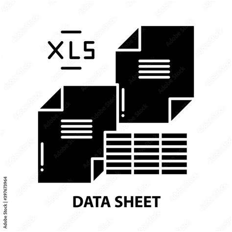 data sheet icon, black vector sign with editable strokes, concept ...