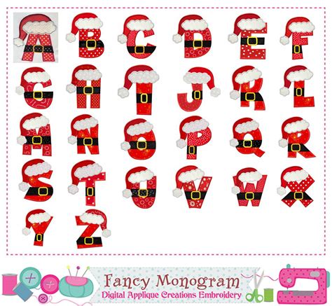 Santa Claus Letters Applique Design Christmas Monograms - Etsy | Letras feliz navidad ...