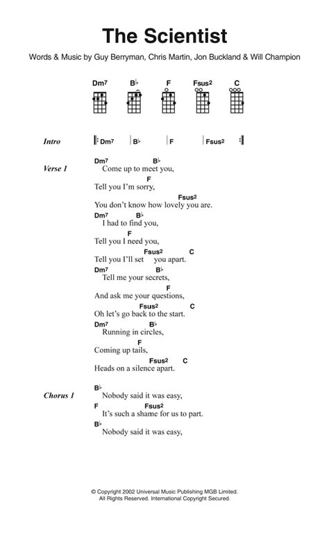 Chord Guitar Coldplay The Scientist - Chord Walls