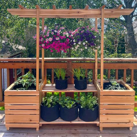 DIY Outdoor Plant Stand with Arbor - The Handyman's Daughter