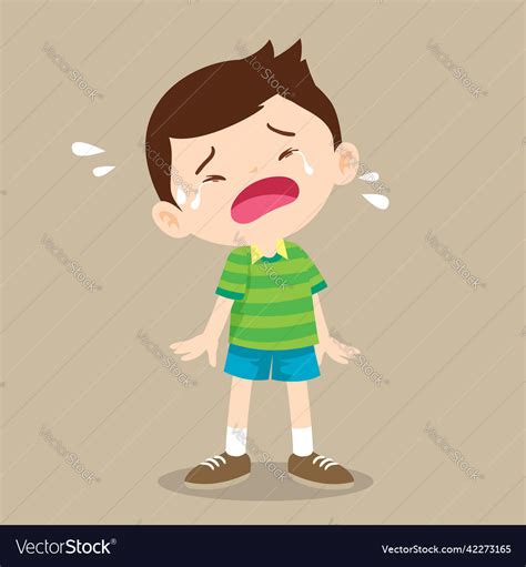 Cute little boy with crying so sad expression Vector Image