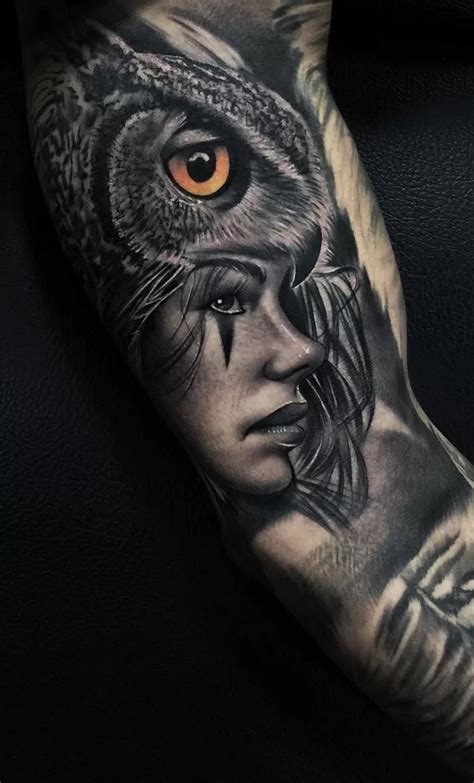 Athena Owl Tattoo Realistic - TATTOOGOTO