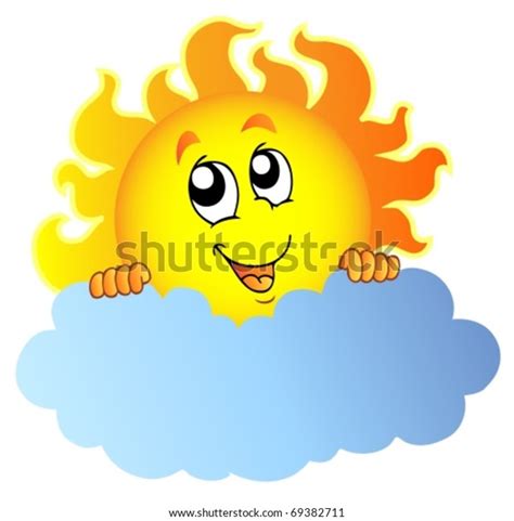 Cartoon Sun Holding Cloud Vector Illustration Stock Vector (Royalty ...