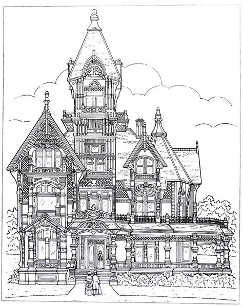 Victorian house printable coloring book page. The Carson mansion from ...