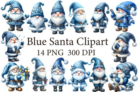 Blue Santa Clipart Graphic by littlebeeshop · Creative Fabrica