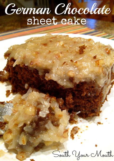 Easy German Chocolate sheet cake with homemade caramel, pecan and ...