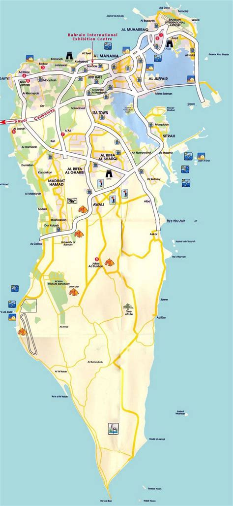 Detailed tourist map of Bahrain with roads | Bahrain | Asia | Mapsland ...