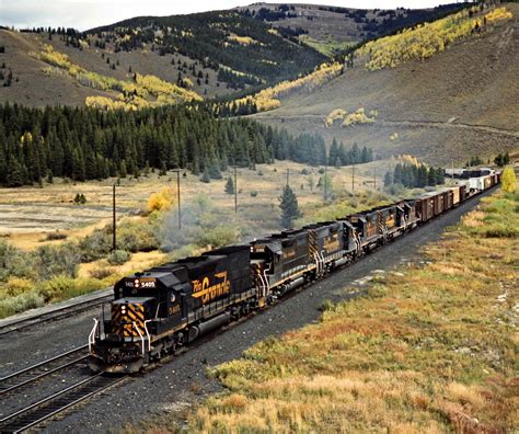 DRGW, Pando, Colorado, 1986 Six Denver and Rio Grande Western Railroad locomotives, led by SD40T ...