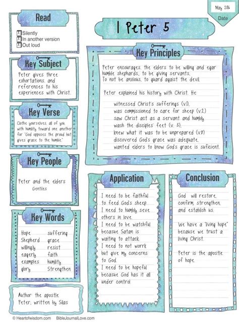 1-Peter-5-Worksheet | BIBLE STUDY AND HISTORY | Pinterest | Bible ...