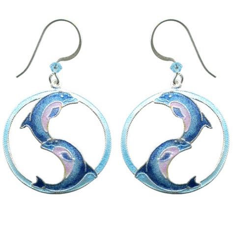 Dolphin Earrings | Cloisonne Jewelry | Ying Yang | Wire