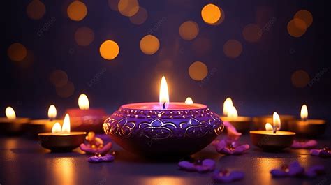 Happy Diwali Celebration Concept With Realistic Lit Oil Lamps Diya On ...