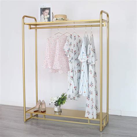 HOMEKAYT Gold Clothing Rack with Shelf Gold Garment Nepal | Ubuy