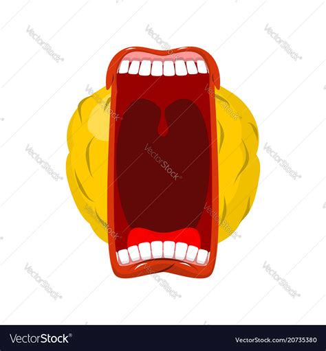 Emoticon screams open mouth and teeth crazy emoji Vector Image