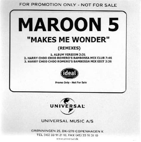 Maroon 5 – Makes Me Wonder (Remixes) (2007, Cardboard Sleeve, CDr ...