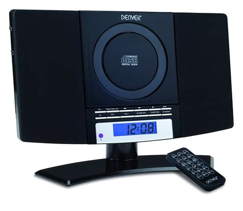 CD Player Clock Radio Wall Mountable Remote Control Black Music System ...