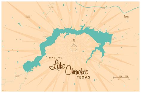 Lake Cherokee, TX Lake Map Wall Mural - Murals Your Way