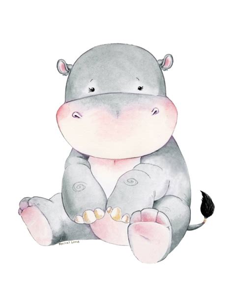 Hippopotamus Hippo Baby Hippo Watercolor Hippo Nursery | Etsy