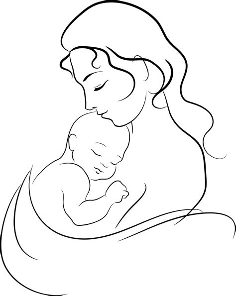 sketch mothers day drawing - Clip Art Library