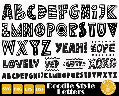 Doodle Font Svg Doodle Alphabet Cute Letters Png Svg Eps Etsy Uk | The ...