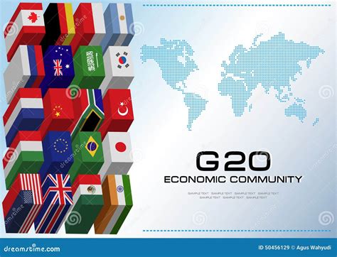 G20 Country Flags With Dotted World Map Or Flags Of The World (economic ...