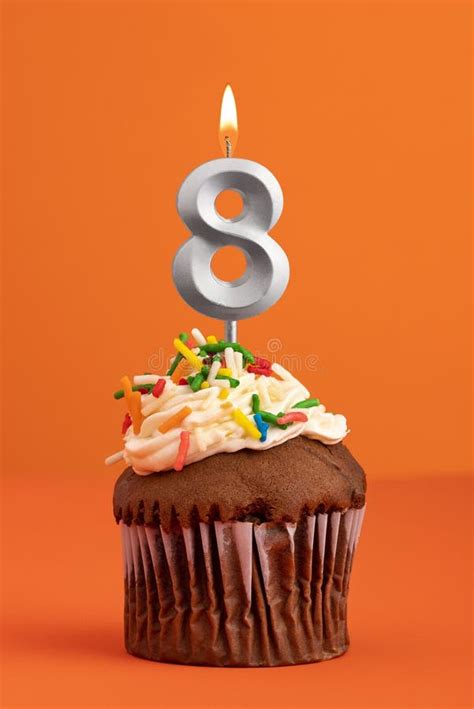 Candle Number 103 - Cake Birthday in Orange Background Stock Photo ...