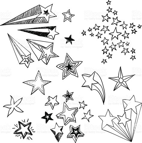 Various ornate flying stars in sketch style, Black and White | Star doodle, Doodles, Doodle drawings