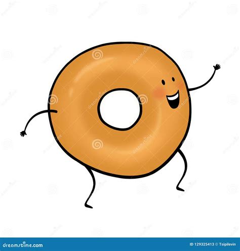 Cartoon Bagel Happy Vector Illustration | CartoonDealer.com #43024676