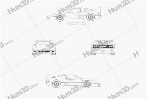 Ferrari F40 1987 Blueprint - 3DModels.org