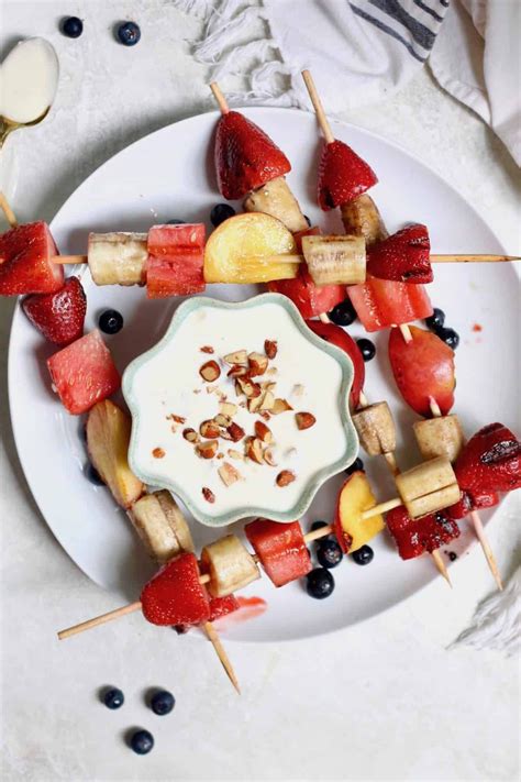 Easy Fruit Kabobs with Yogurt Dip - Hummusapien | Recipe | Fruit kabobs, Catering food displays ...