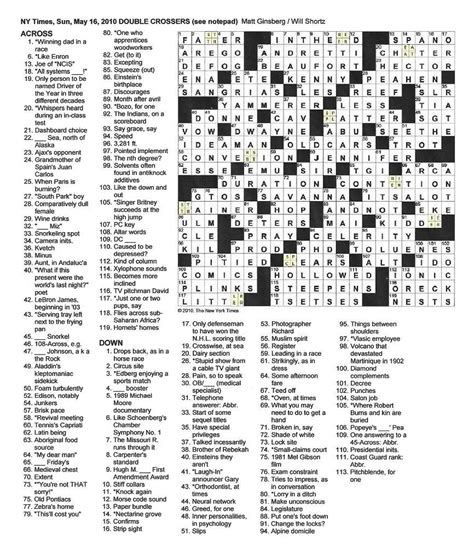 Printable NYT Sunday Crossword Puzzles - Printable JD