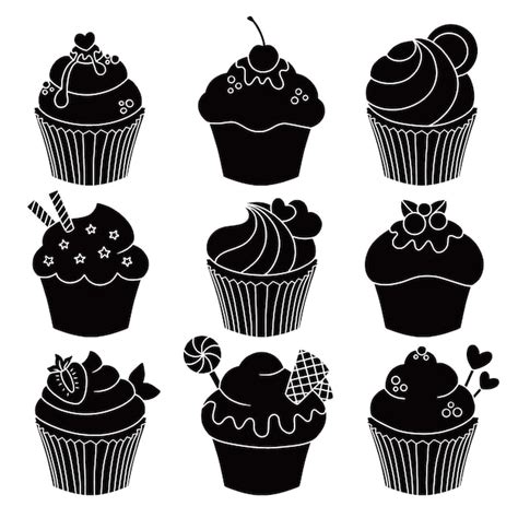 Free Vector | Hand drawn cupcake silhouette illustration