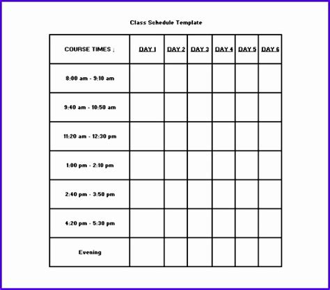 11 Excel College Schedule Template - Excel Templates