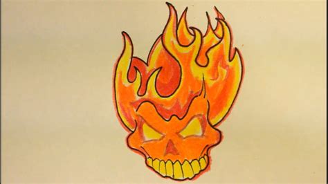 Skull On Fire Drawing at GetDrawings | Free download