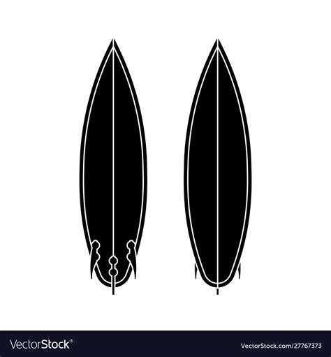 Surf board set black silhouette surfboard Vector Image