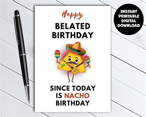 Printable Funny Belated Birthday Card 5X7 - Etsy