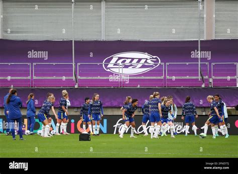 Gothenburg, Sweden. 16th May, 2021. Players of Chelsea during warm-up ahead of the UEFA Womens ...