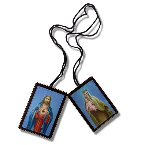 Buy NeedzoOur Lady of Mt. Carmel and Sacred Heart Jumbo Scapulars Catholic, Brown Scapular ...