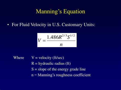 PPT - Module 3d: Flow in Pipes Manning’s Equation PowerPoint Presentation - ID:1038694